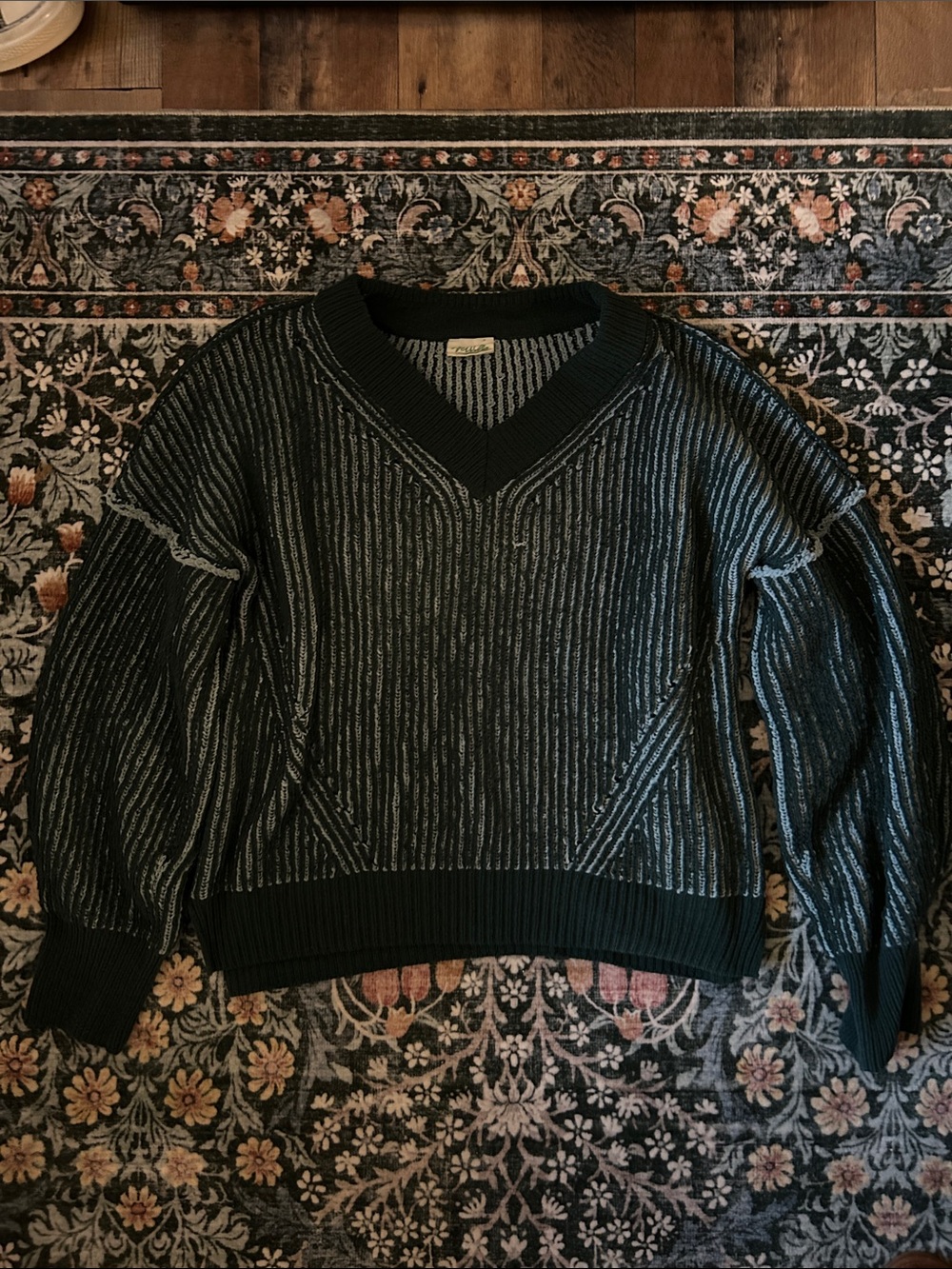 New In Green and Light Blue Knit Sweater